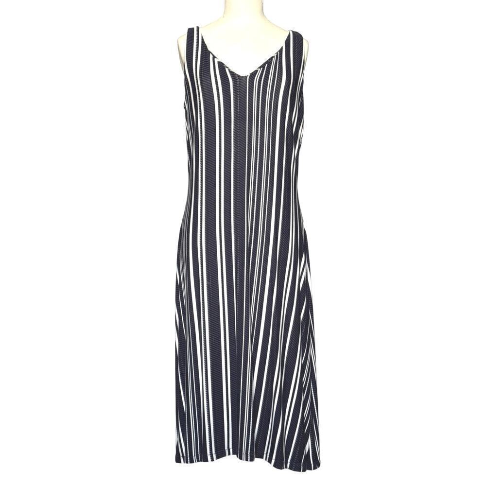 Tommy Bahama Navy & White Nautical Stripe Midi Dress Womens Size Small